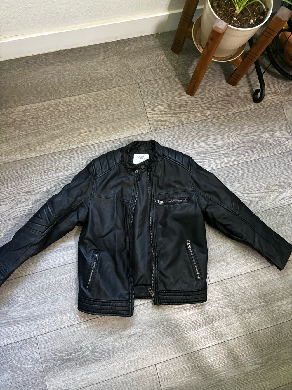 ZARA Black Quilted-Shoulder Bomber Jacket